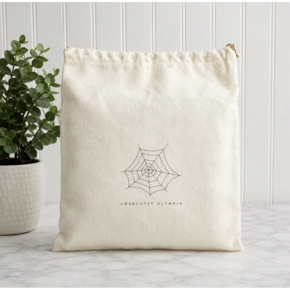 Charlotte Olympia Cream Drawstring Dust Bag Travel Storage Sack 10 X 14 New